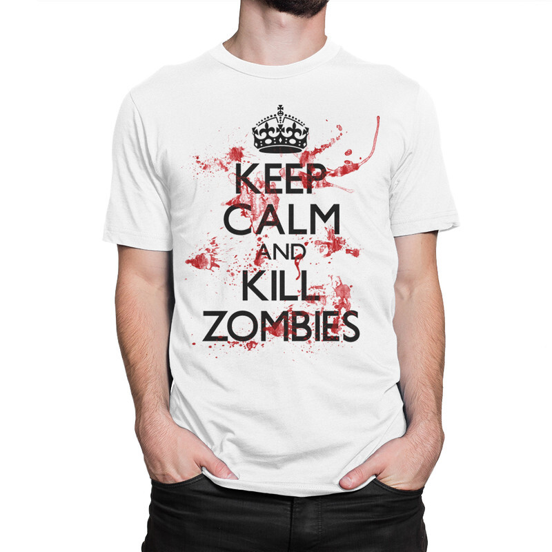 фото Футболка мужская dream shirts keep calm and kill zombies 9899250222 белая 2xl