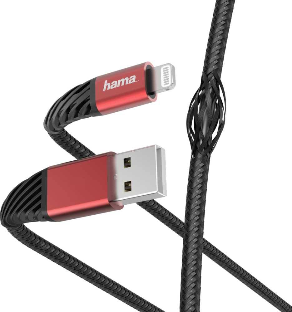 фото Кабель hama 1,5 м lightning usb 2.0 black/red (00187217)