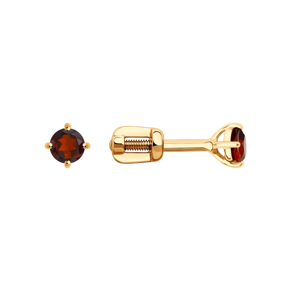

Серьги-пусеты из золота Diamant 51-322-01296-2, гранат, 51-322-01296-2