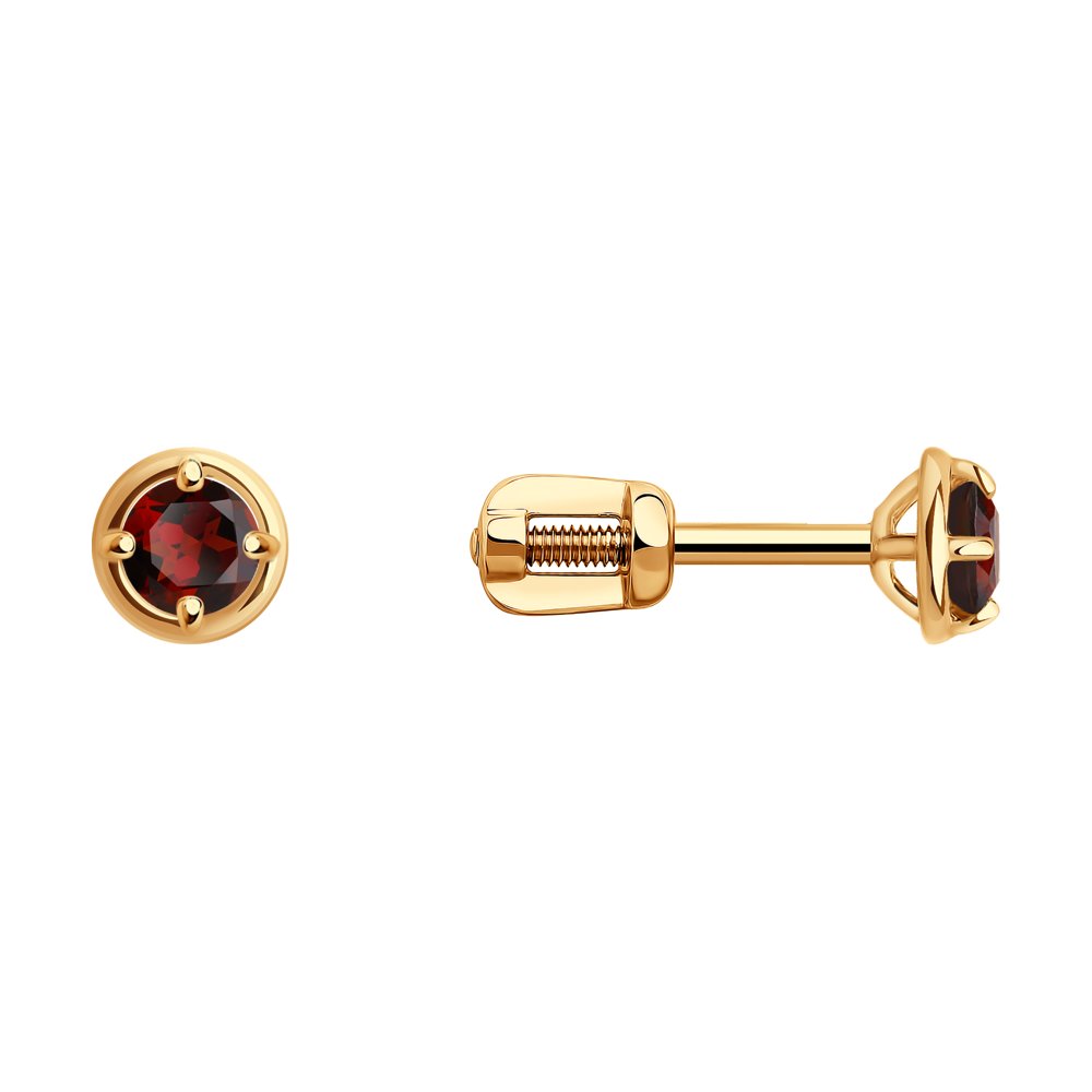 

Серьги-пусеты из золота Diamant 51-322-01306-2, гранат, 51-322-01306-2