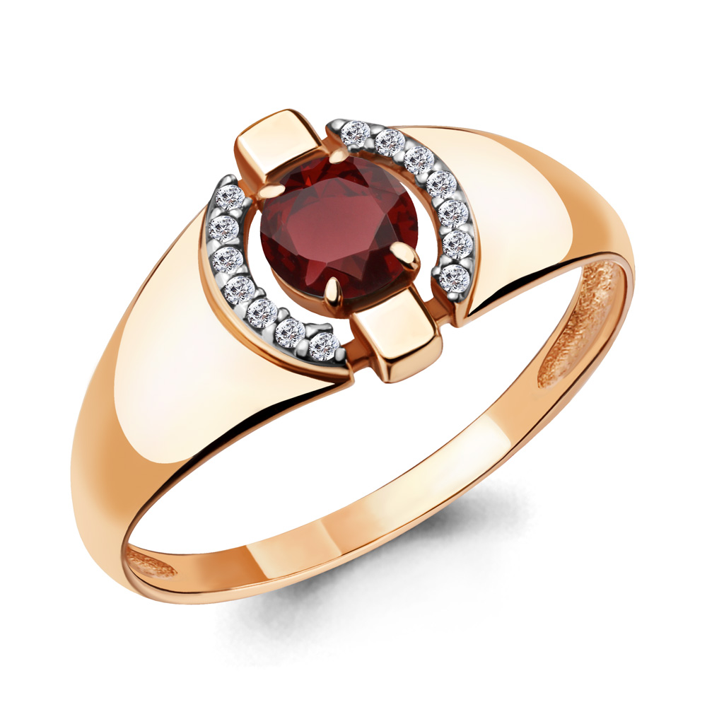

Кольцо из серебра с гранатом р. , Aquamarine 6912403А_925_з, 6912403А_925_з