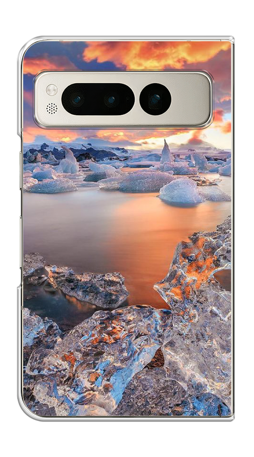 

Чехол на Google Pixel Fold "Ледники", Синий;оранжевый, 271850-1
