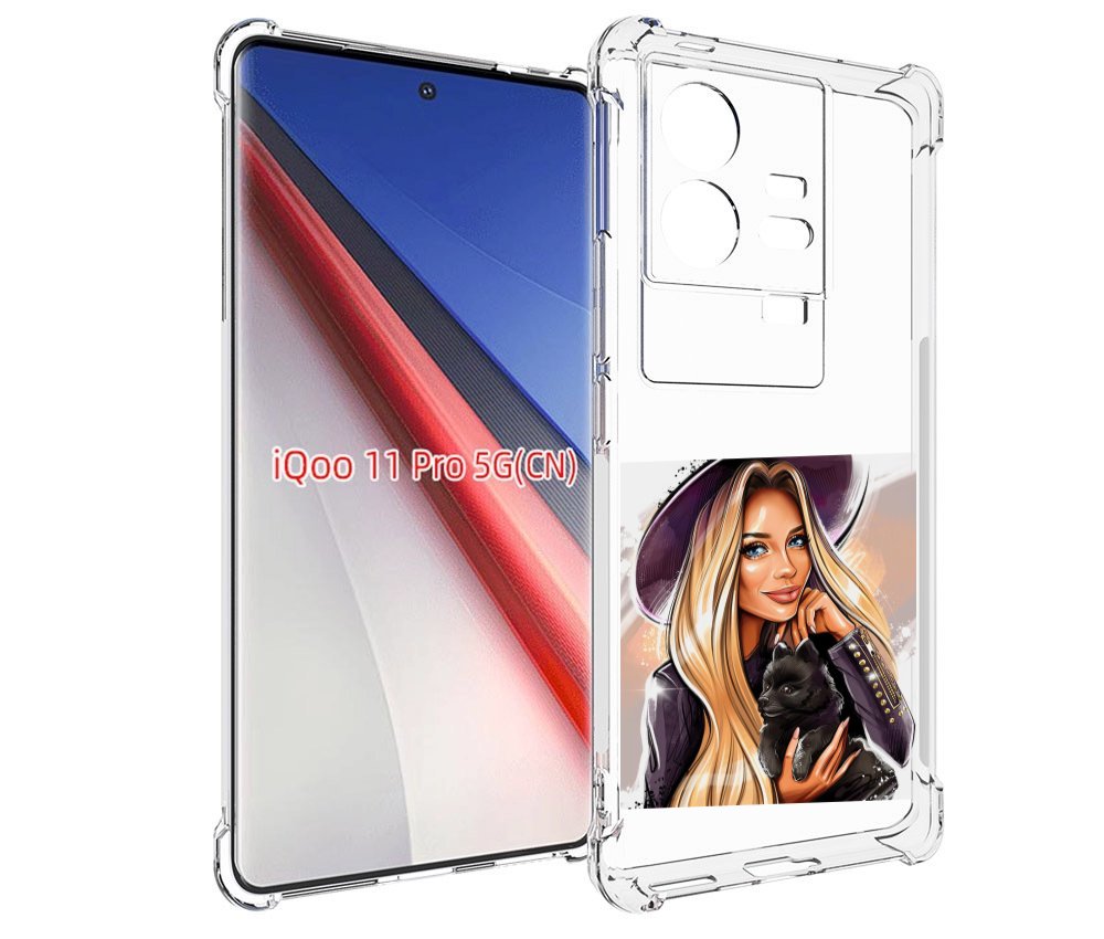 

Чехол бампер MyPads девушка-с-черным-щенком женский для Vivo iQO..., Прозрачный, Tocco