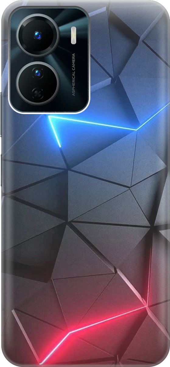 

Силиконовый чехол на Vivo Y16 с принтом "Графитовые грани", Серый;синий, 157740