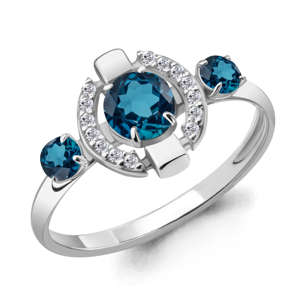 

Кольцо из серебра с топазом р. , Aquamarine 6912508А_925_р, 6912508А_925_р