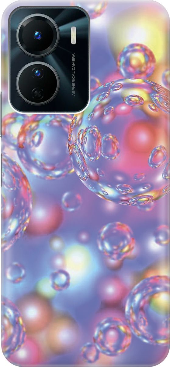 

Силиконовый чехол на Vivo Y16 с принтом "Необычные пузырьки", Белый;розовый, 157740