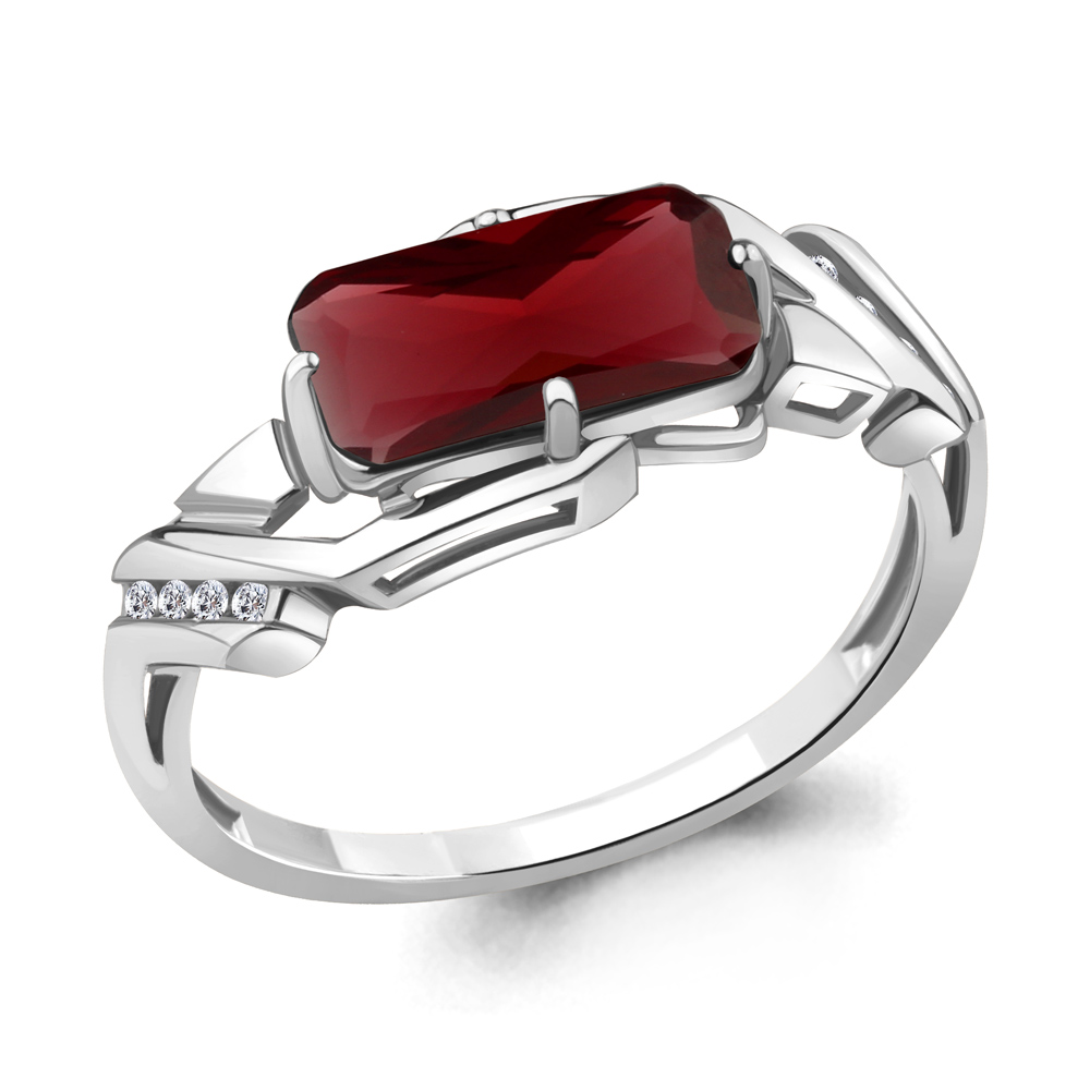 

Кольцо из серебра с гранатом р. 18,5 Aquamarine 6913585А_925_р, 6913585А_925_р