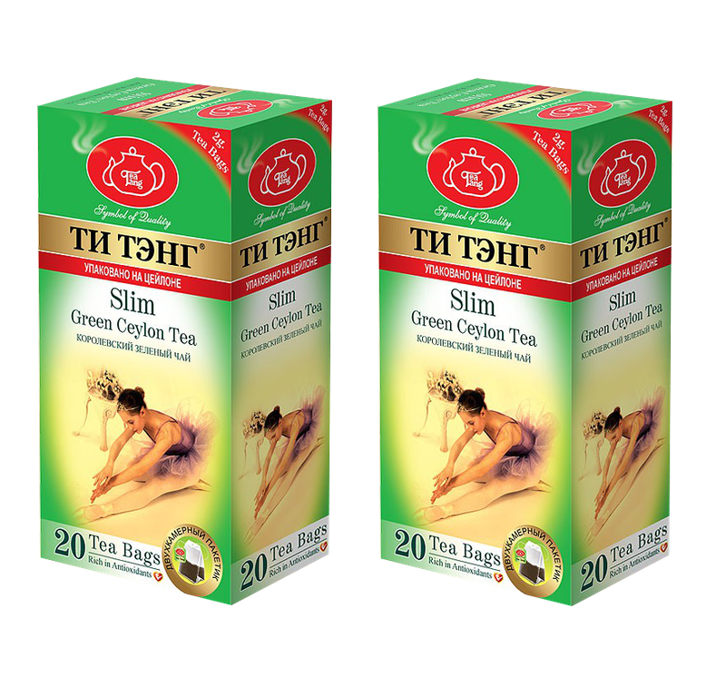 Чай Зеленый Tea Tang для похудения Slim, 20 пакетков х 2 шт