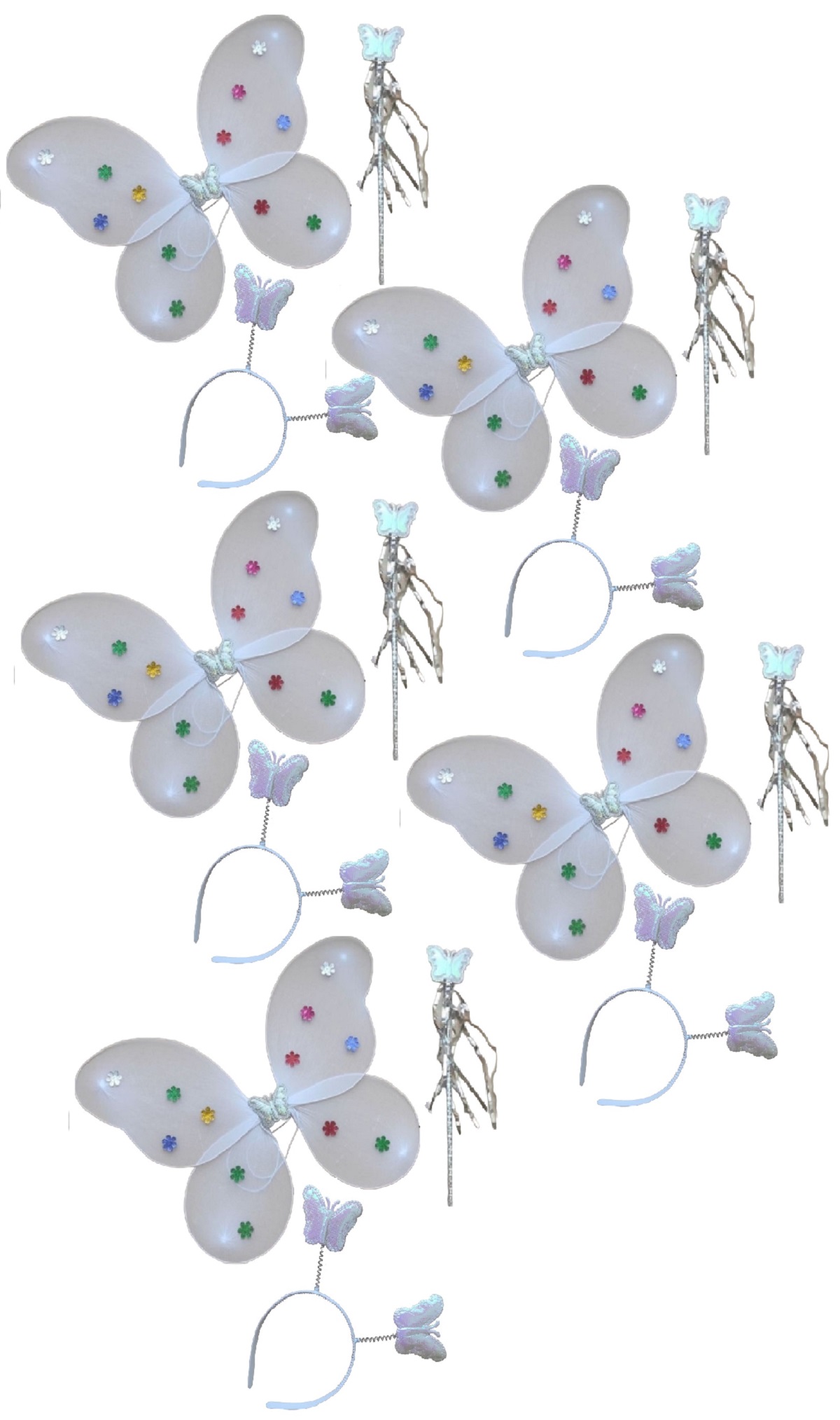 Карнавальный набор Фея Бабочка крылья, ободок, палочка цвет белый, 5 шт