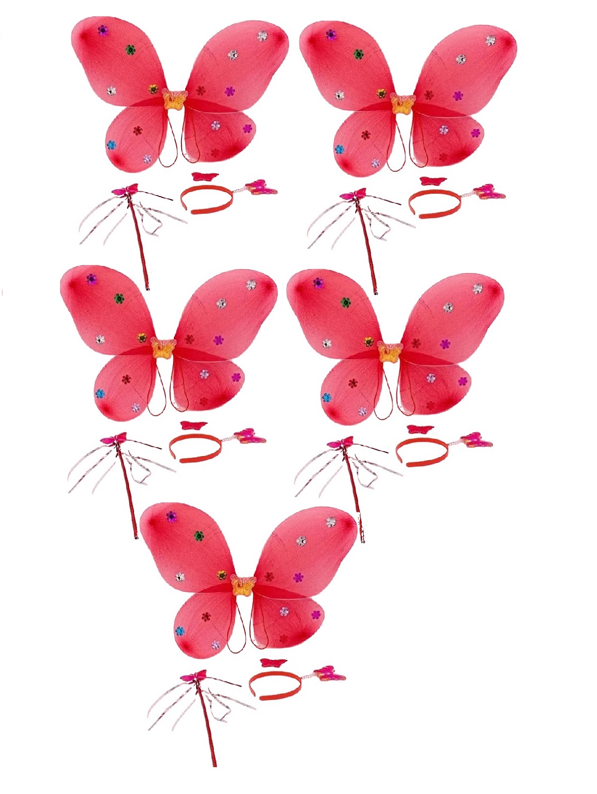 Карнавальный набор COSY Фея Бабочка крылья, ободок, палочка цвет красный, 5 шт