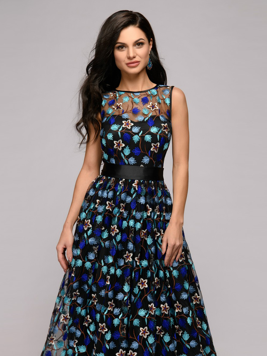 

Платье женское 1001dress DM01107 черное 48, DM01107