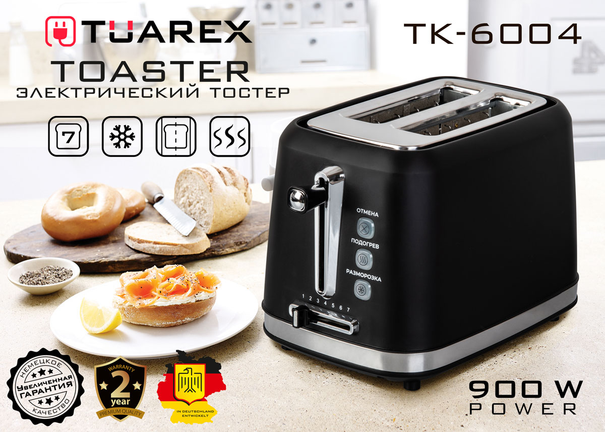 

Тостер Tuarex TK-6004 черный, TK-6004