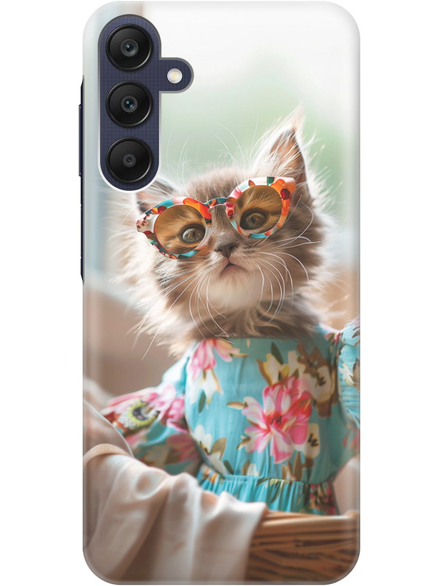 

Силиконовый чехол на Samsung Galaxy A25 с рисунком "Кошечка в голубом платье", Белый;голубой;серый, 20012164