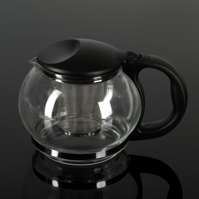 фото Чайник заварочный «любава», 1,25 л, с металлическим ситом, цвет чёрный nobrand