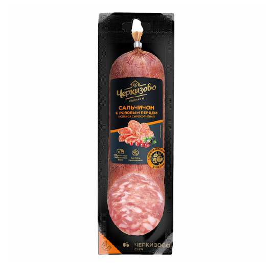 Колбаса сырокопченая Черкизово премиум Сальчичон с розовым перцем