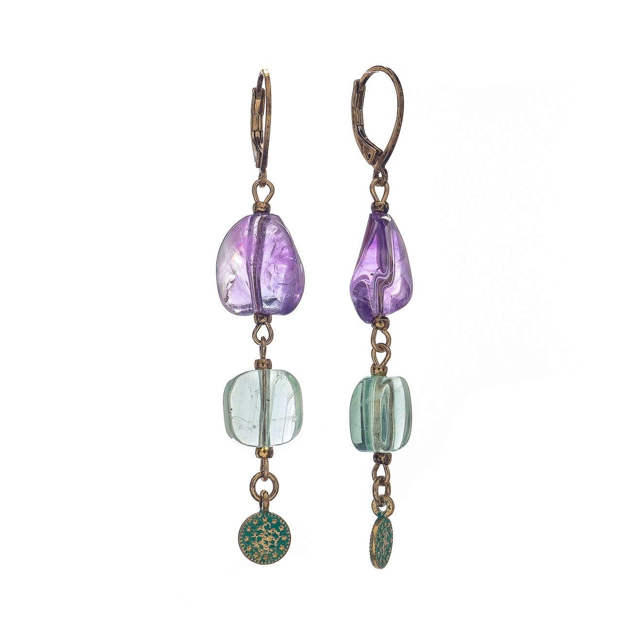 Серьги подвески из бижутерного сплава Lanzerotti LZ-2410-448 аметистфлюорит 3640₽