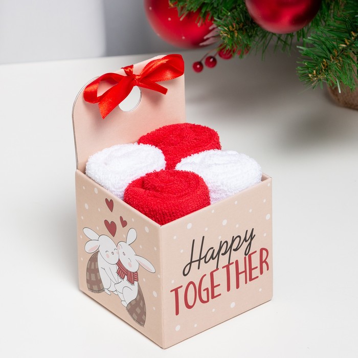 

Набор махр. полотенец Этель Happy together 30х30 -4 шт., хл 340г/м2