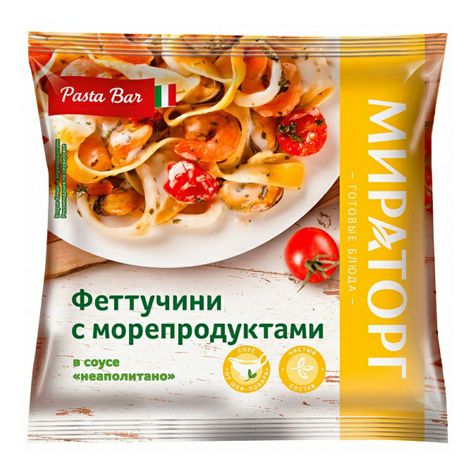 

Феттучини Мираторг с морепродуктами замороженные 400 г