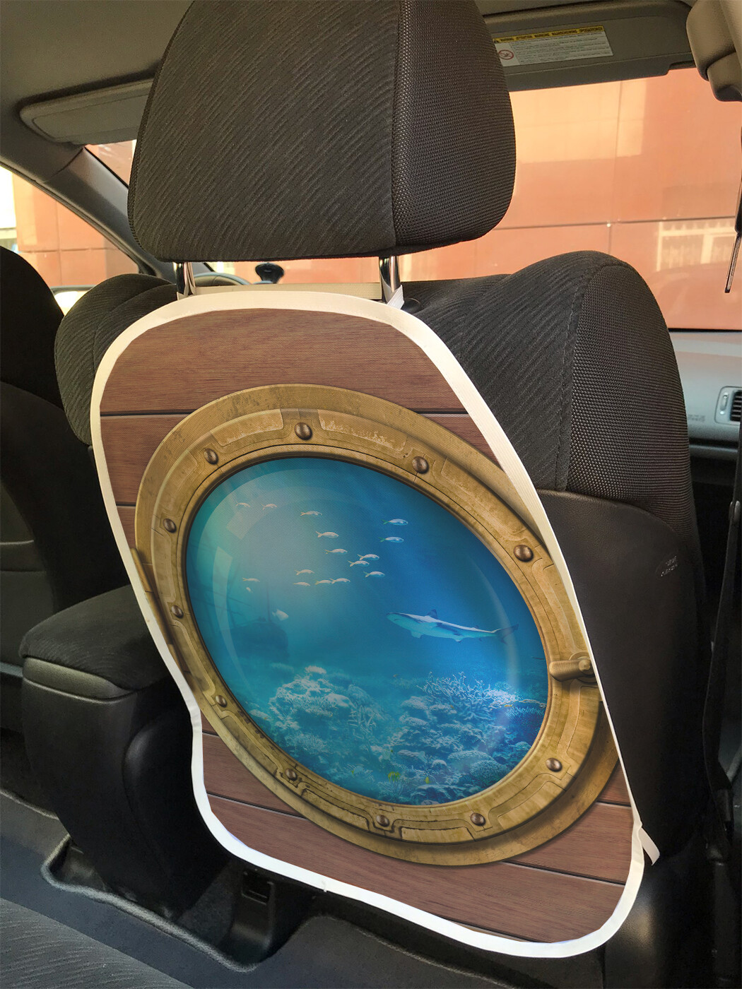фото Накидка на спинку сиденья joyarty подводный мир через иллюминатор, 45х62