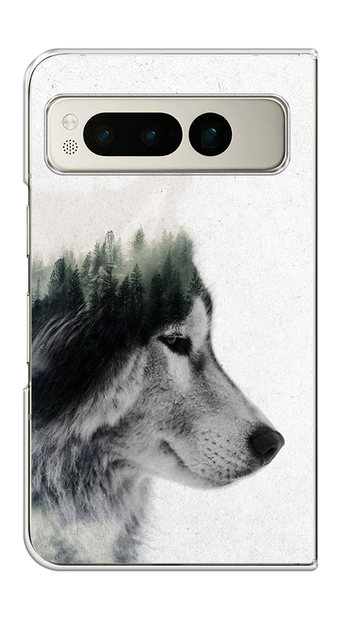 

Чехол на Google Pixel Fold "Волк лес", Серый;белый, 271850-1