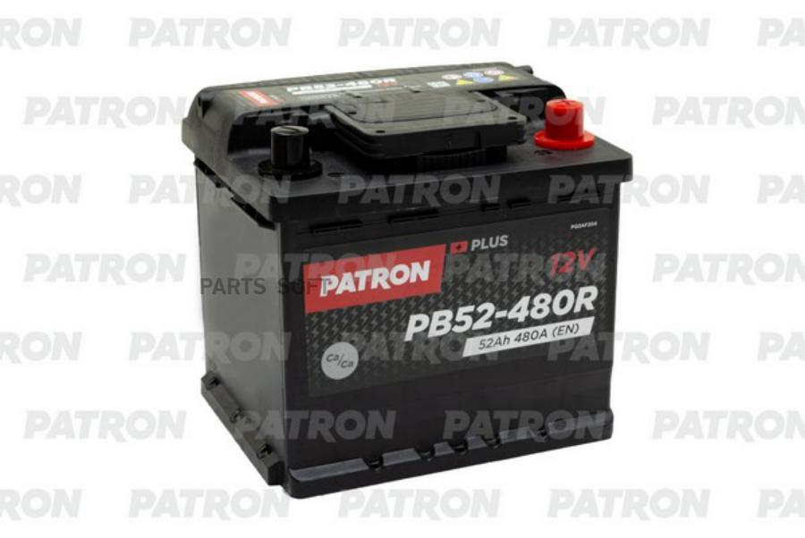 Аккумулятор PATRON PLUS 12V 52AH 480A (R+) B13 207x175x190mm 12,2kg