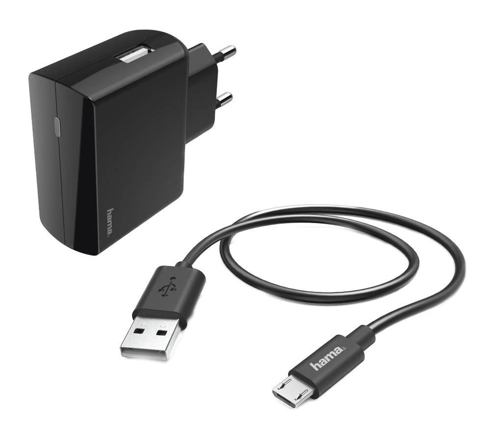 фото Сетевое зарядное устройство hama h-183245, 1xusb, 2,4 a, black