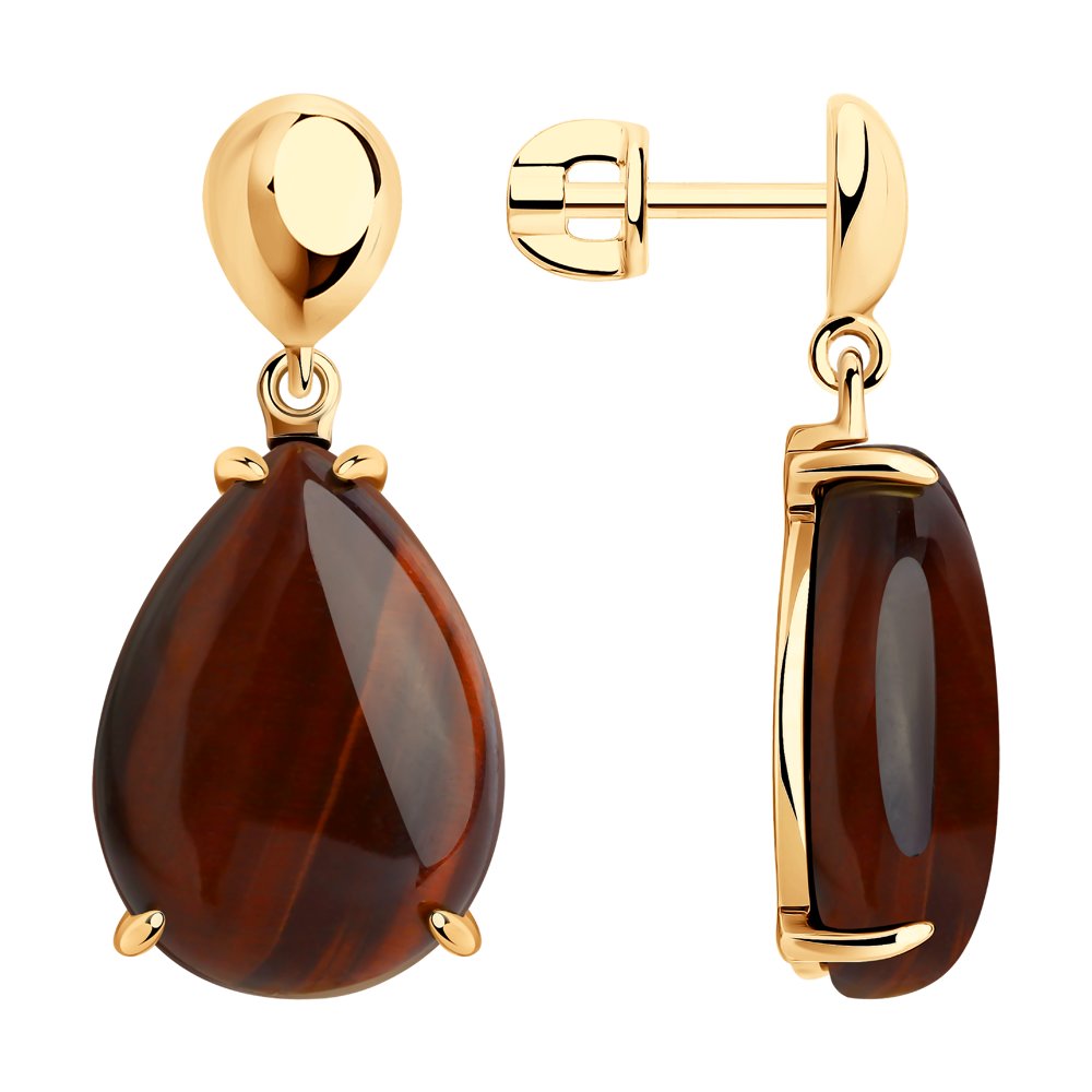 

Серьги женские из серебра SOKOLOV 83020132, тигровый глаз, 83020132