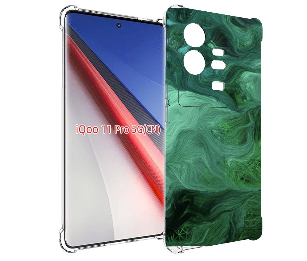 

Чехол бампер MyPads зеленые нити для Vivo iQOO 11 Pro противоуда..., Прозрачный, Tocco