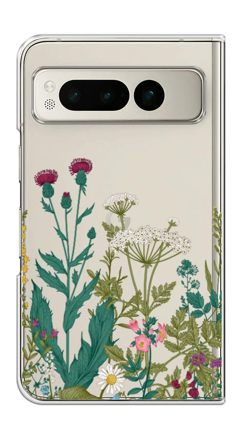 

Чехол на Google Pixel Fold "Дикие полевые цветы", Зеленый;розовый;белый, 271850-1