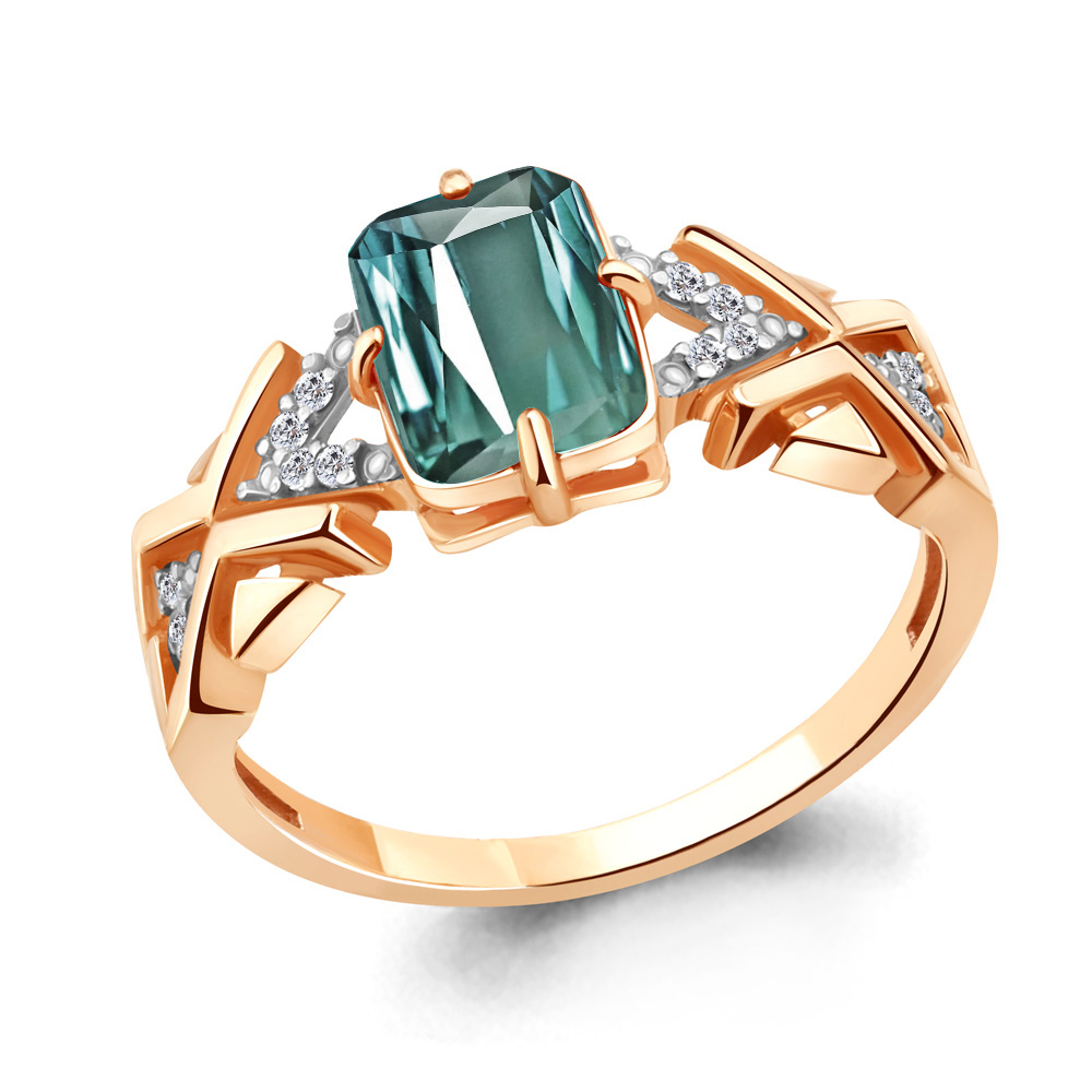 

Кольцо из серебра с турмалином р.  Aquamarine 6914088А_925_з, 6914088А_925_з