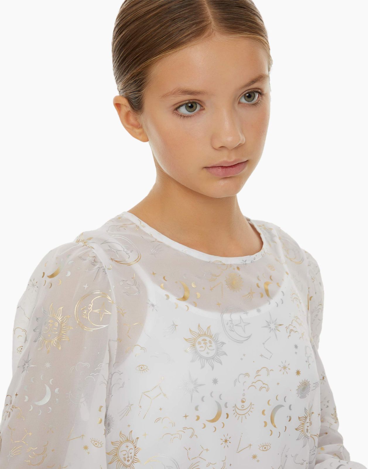 Блузка детская Gloria Jeans GWT003255, белый/разноцветный, 140