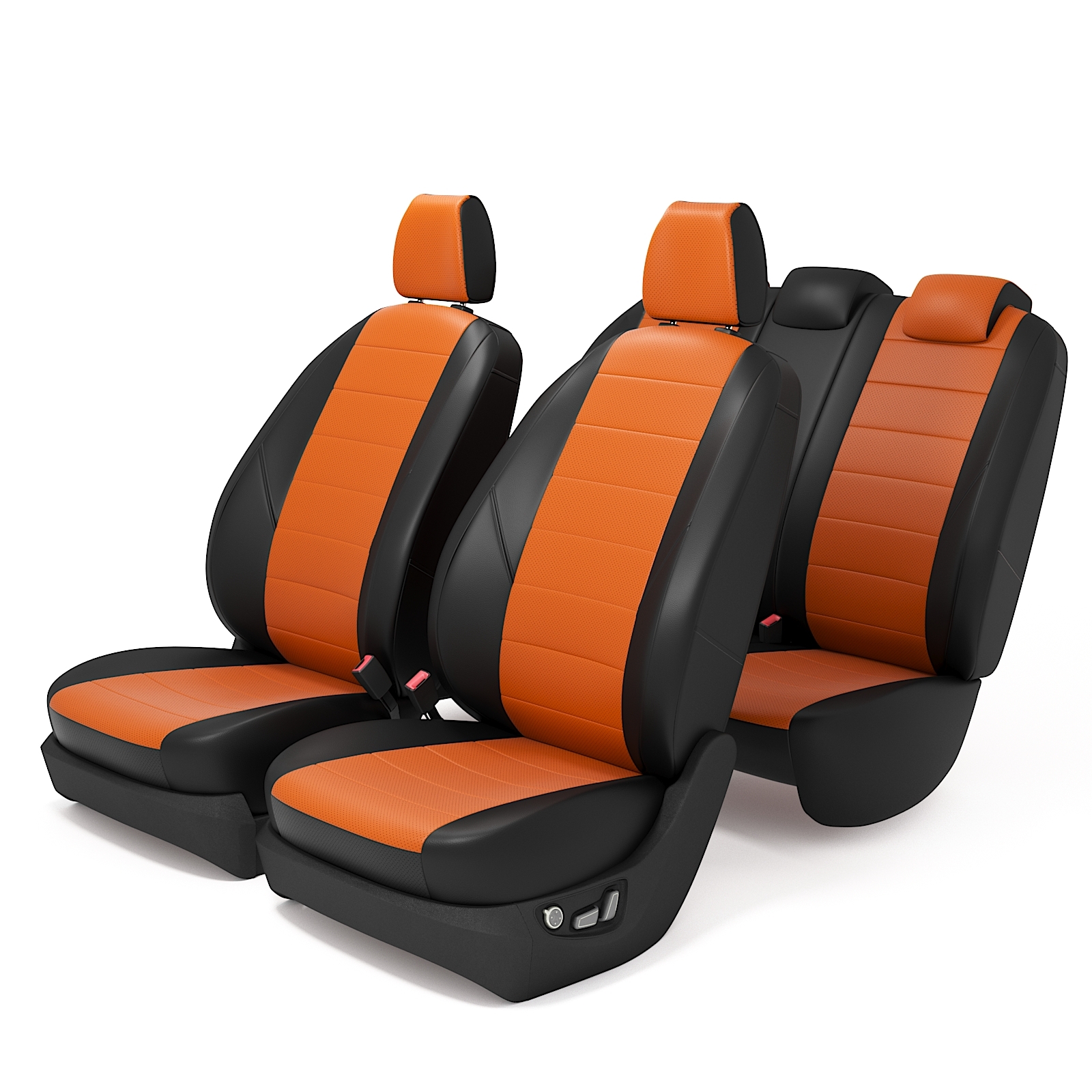 фото Чехлы на сиденья для рено логан 1 с 2014 по 2021 год, экокожа, оранжевый autokot