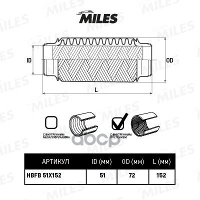 

MILES HBFB51X152 Труба гофрированная с внутренним плетением 51X152