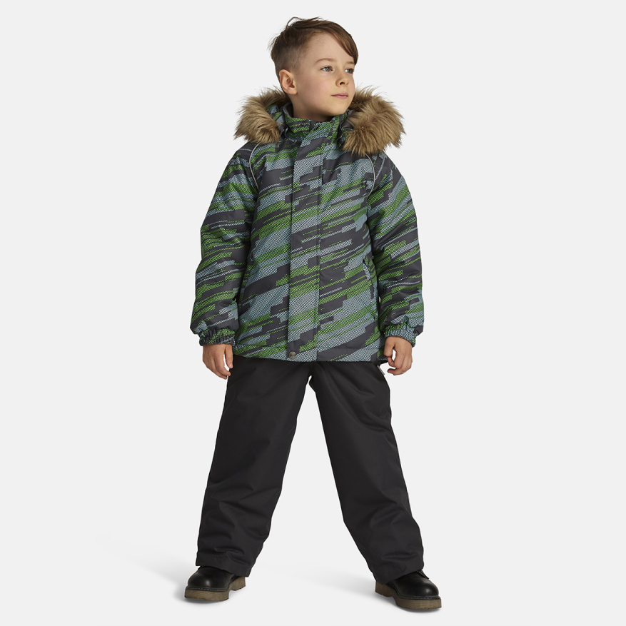 Комплект верхней одежды детский Huppa WINTER, зеленый рисунок, темно-серый, 134