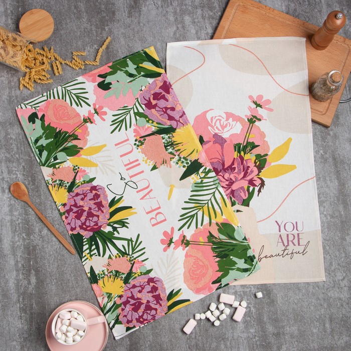 

Набор кухонных полотенец Доляна So beautiful, 35х60 2 шт., 100% хл