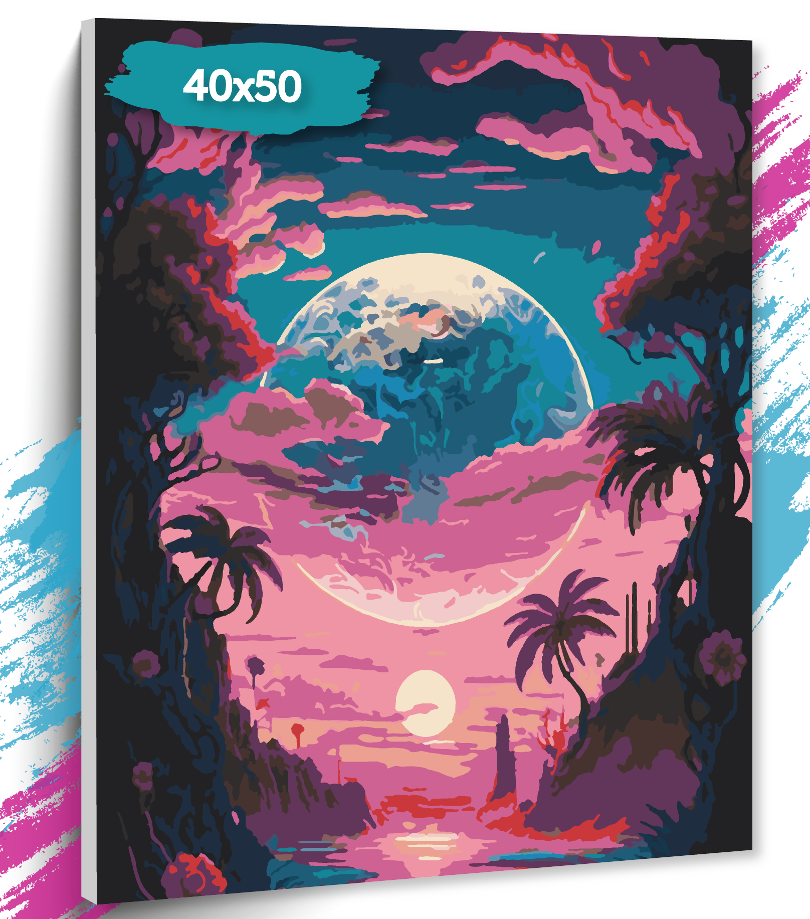 Картина по номерам ТТ Тропическая луна GK0198 Холст на подрамнике 40х50 см