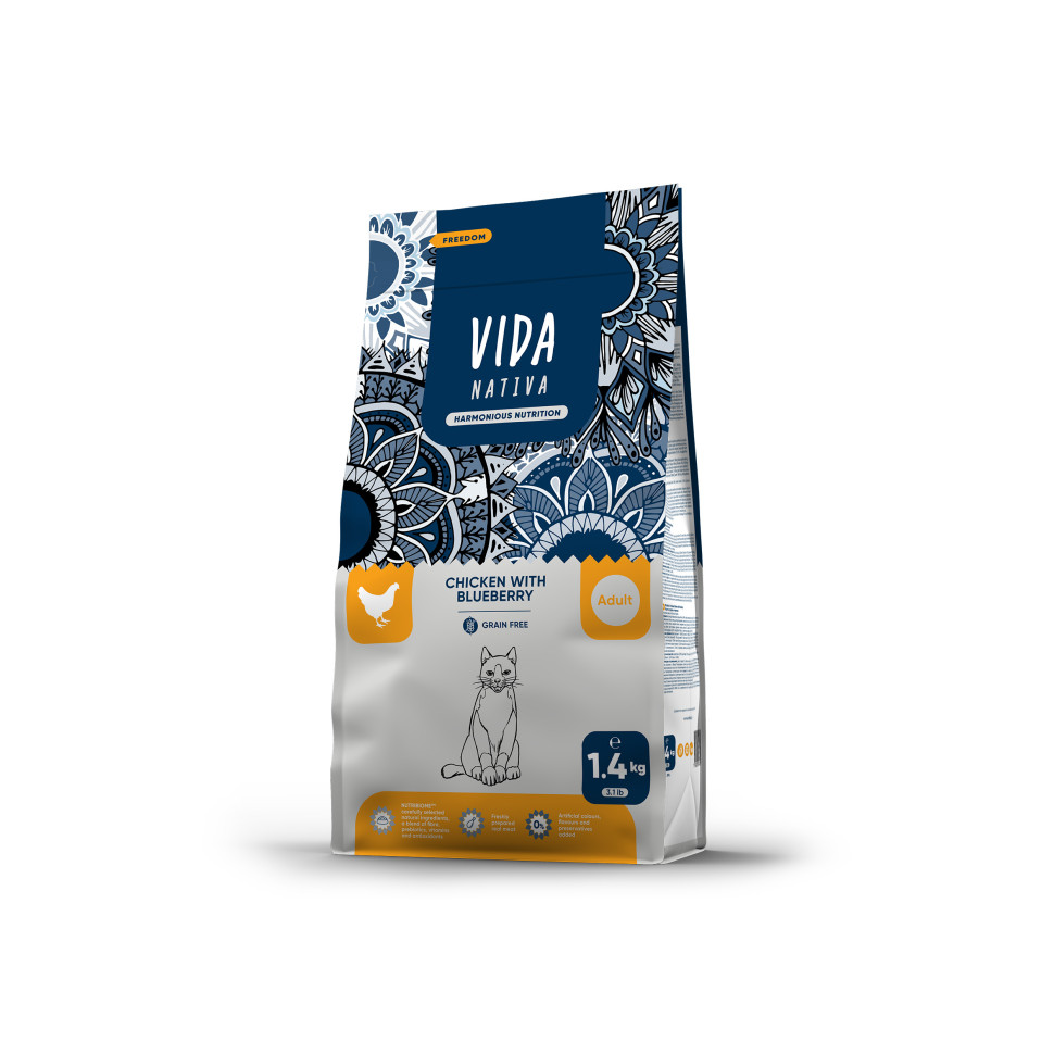 Сухой корм для кошек Vida Nativa, с курицей и черникой, 1,4 кг