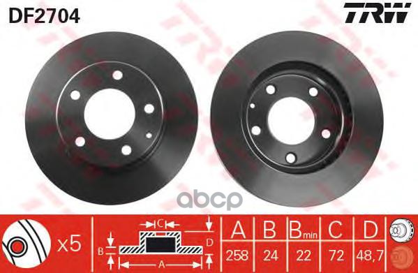 Тормозной диск TRW/Lucas комплект 1 шт. DF2704