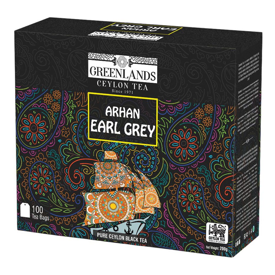 Чай черный Halpe Tea Greenlands Arhan Earl Grey в пакетиках 2 г х 100 шт