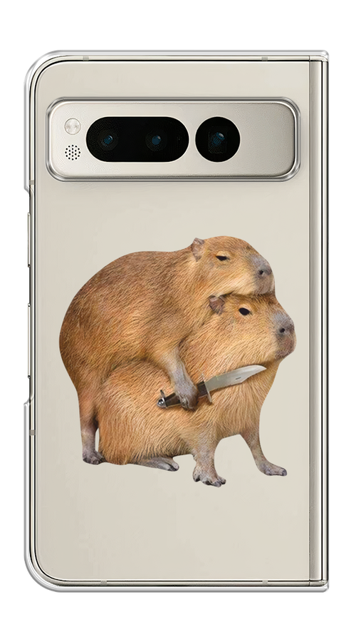 

Чехол на Google Pixel Fold "Капибара с ножом", Бежевый, 271850-1