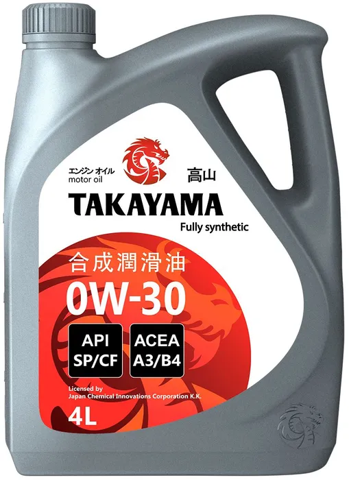 

Моторное масло TAKAYAMA синтетическое SAE 0W30 API SP/CF ACEA A3/B4 4л