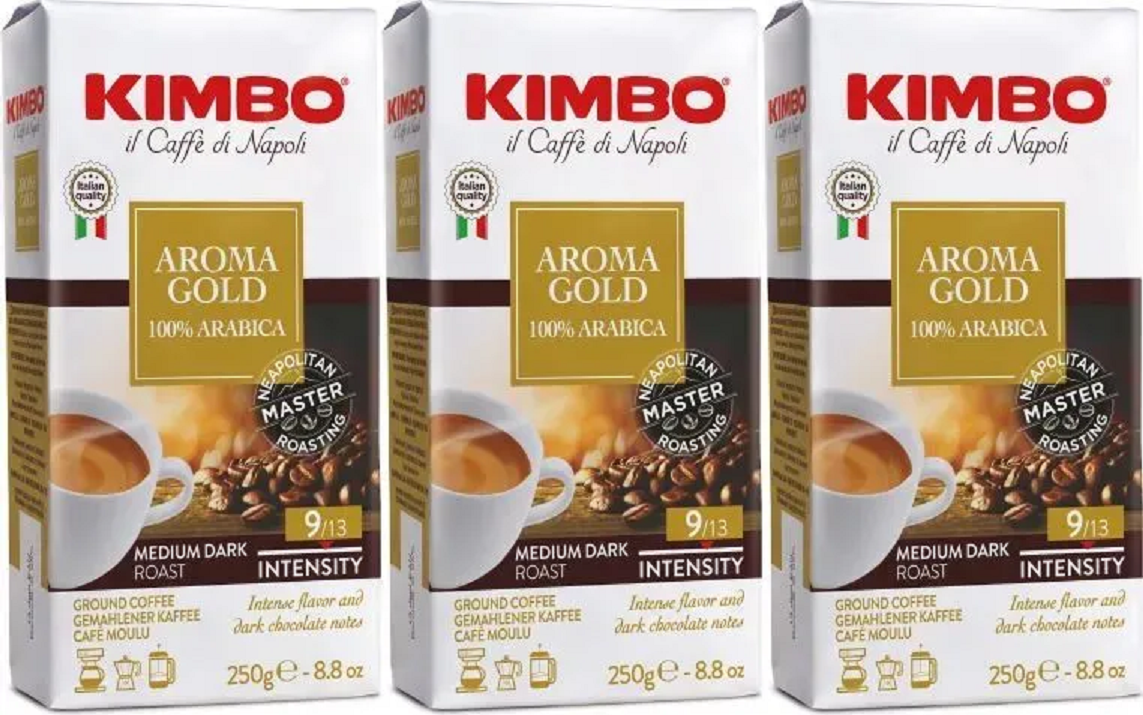 Кофе молотый Kimbo Aroma Gold натуральный жареный, 250 г х 3 шт