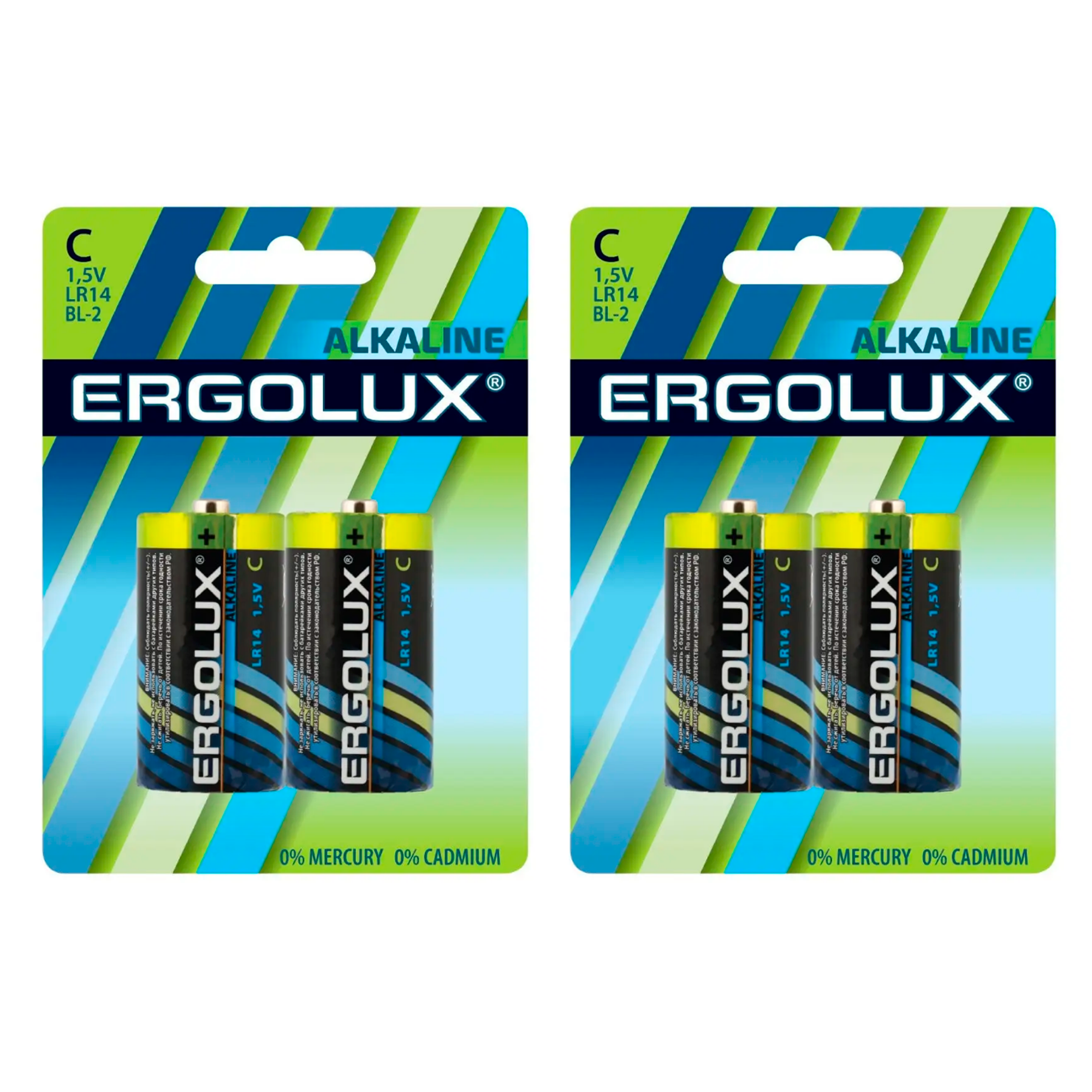 

Щелочная батарейка Ergolux Alkaline С, LR14 BL-2, 1.5 В,2шт,2уп, Alkaline