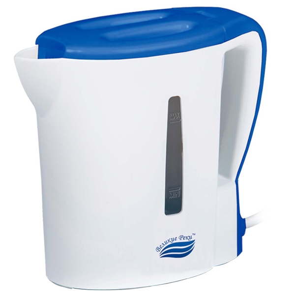 Чайник электрический Великие Реки Мая-1 0.5 л белый, синий вафельница великие реки орешек 1 750вт белый