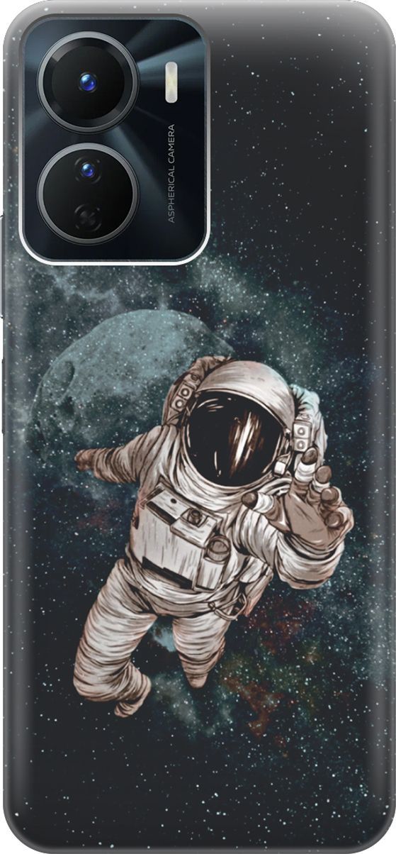 

Силиконовый чехол на Vivo Y16 с принтом "Космонавт", Белый;черный, 157746