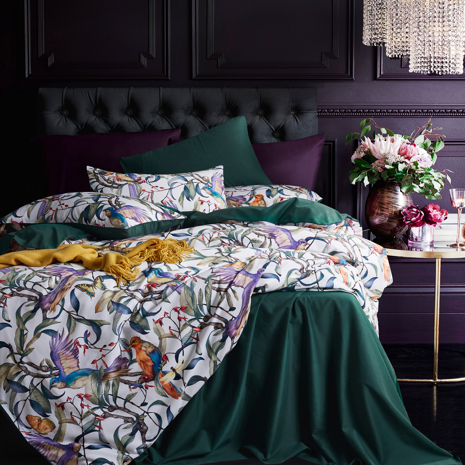 

Постельное белье Soft Box Palermo 2 спальное, мако-сатин, простынь на резинке 140х200, CT-KPB