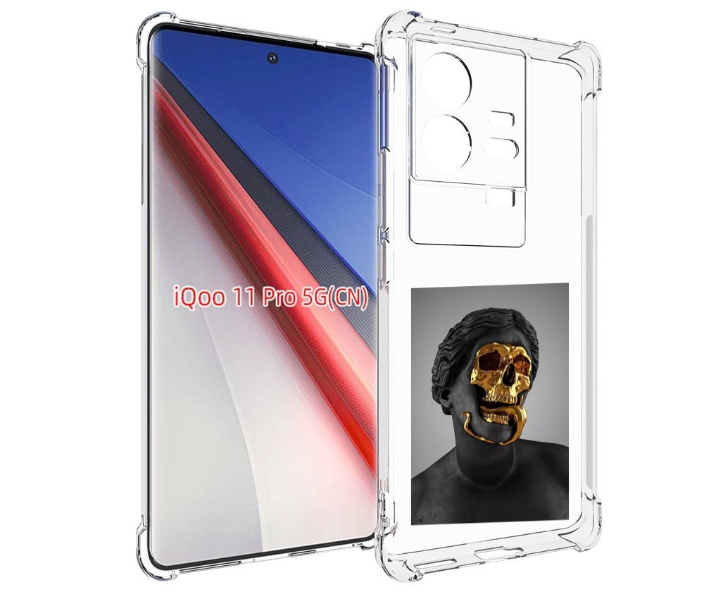 

Чехол бампер MyPads золотой череп в статуе для Vivo iQOO 11 Pro ..., Прозрачный, Tocco