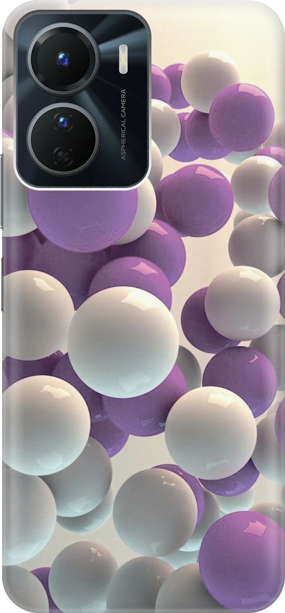 

Силиконовый чехол на Vivo Y16 с принтом "Белые и сиреневые шары", Белый;фиолетовый, 157741