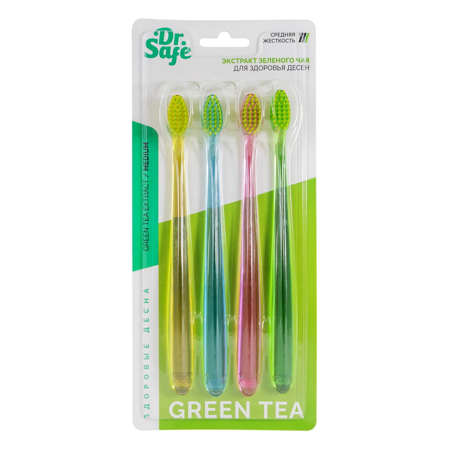 Зубная щетка DR.SAFE РЕТ-РBT Green Tee 4 шт. зубная щетка dentique tea green toothbrush зеленый чай жесткая 1 шт