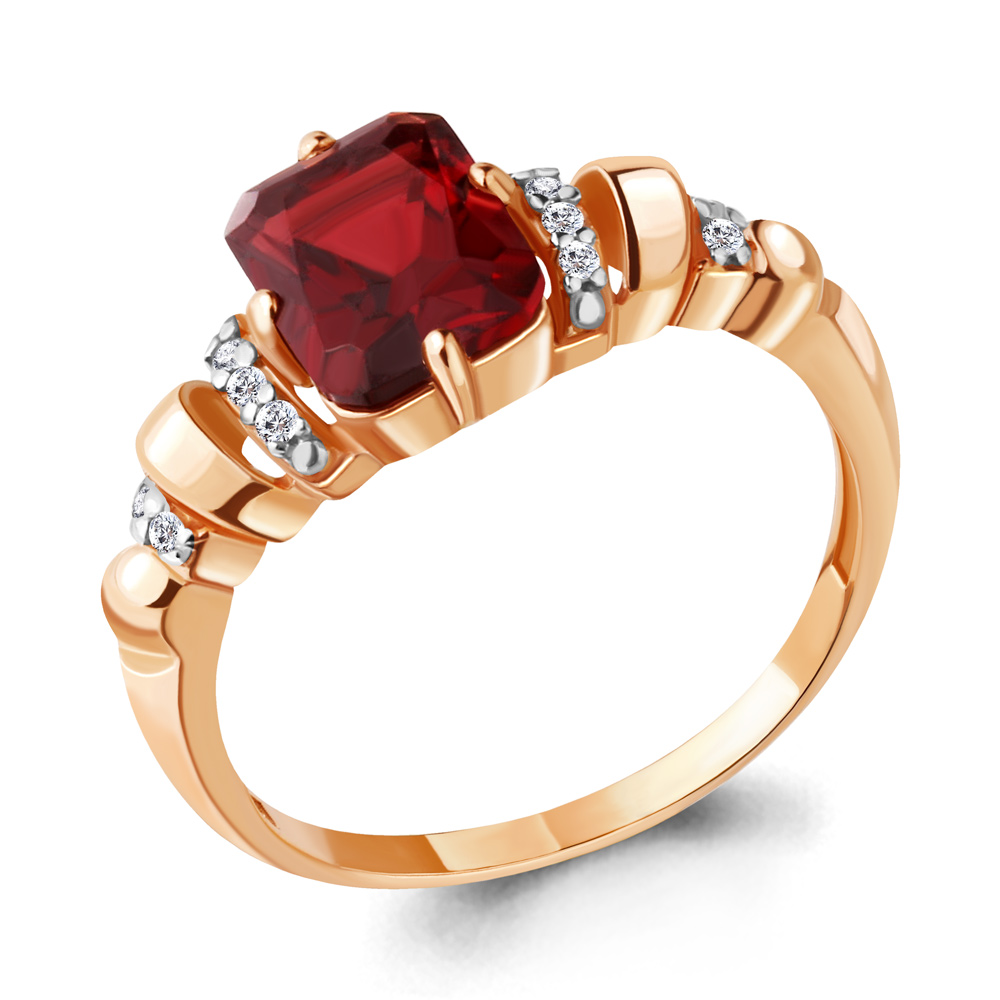 

Кольцо из серебра с гранатом р. , Aquamarine 6914485А_925_з, 6914485А_925_з